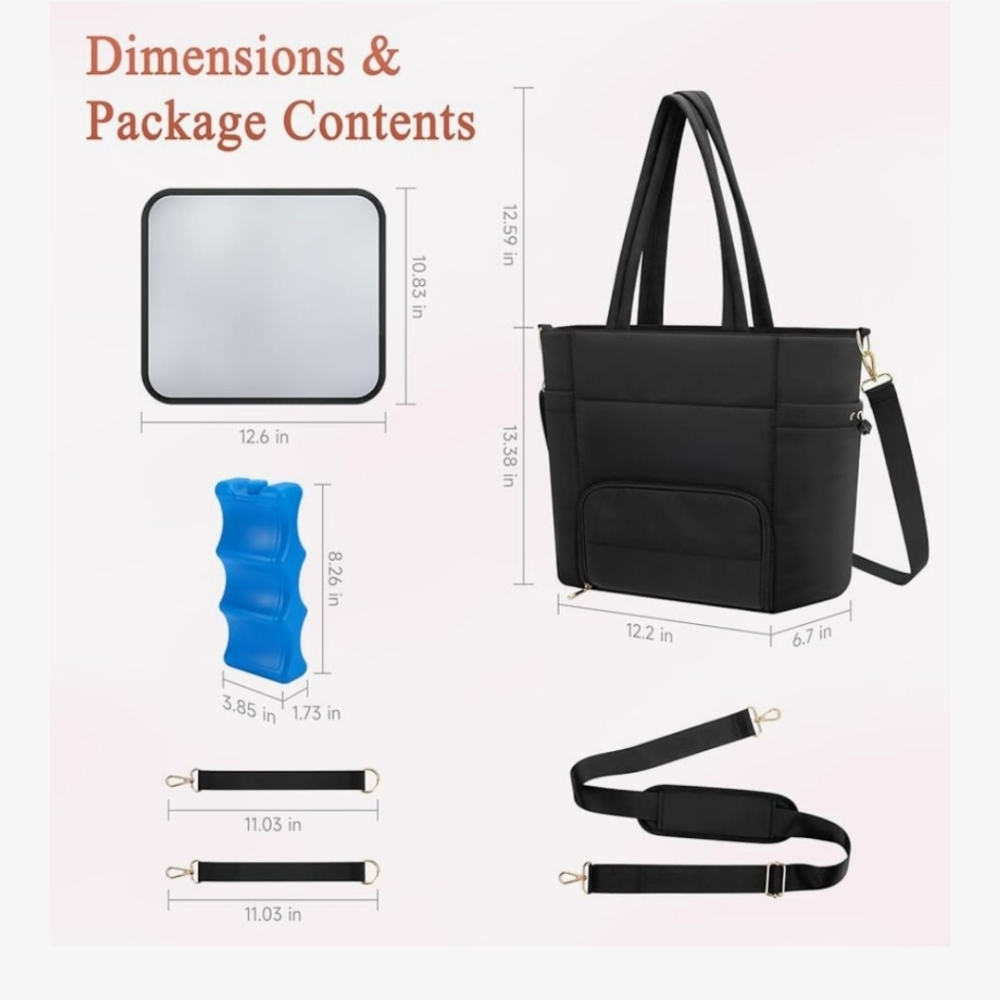 Diaper Bag Tote for Working Mom, Breastmilk Cooler Bag with Insulated Compartmen - Picture 7 of 7